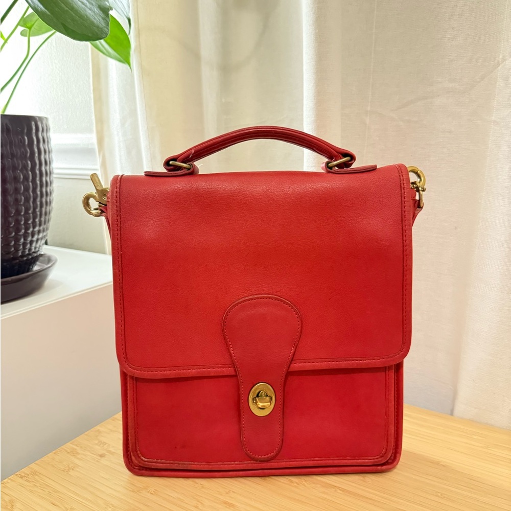 Vintage Coach Station Bag 5130 Red Leather